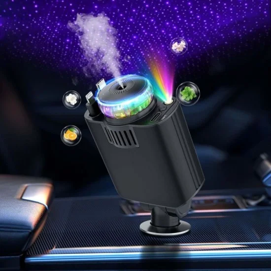 Porodo Aromaglow 120w Fast Car Charger With Aromatherapy Diffuser - Black